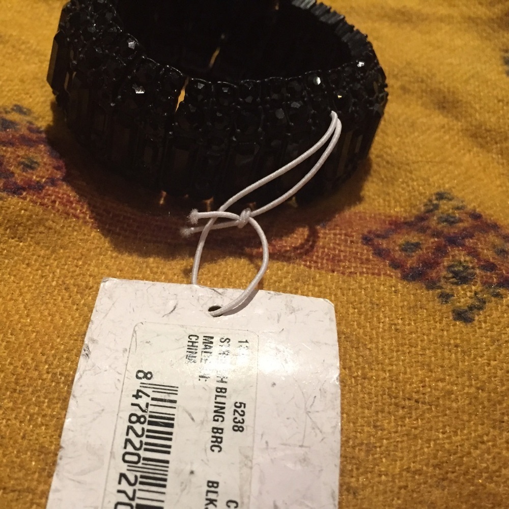 C Wonder Stretch Bracele Jeweled & Metal t Black - NWT